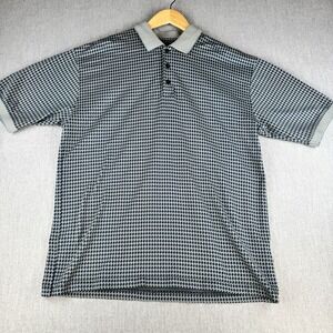 Vintage Bolle Golf Polo Shirt Mens L Blue Geometric Mercerized Cotton 60s
